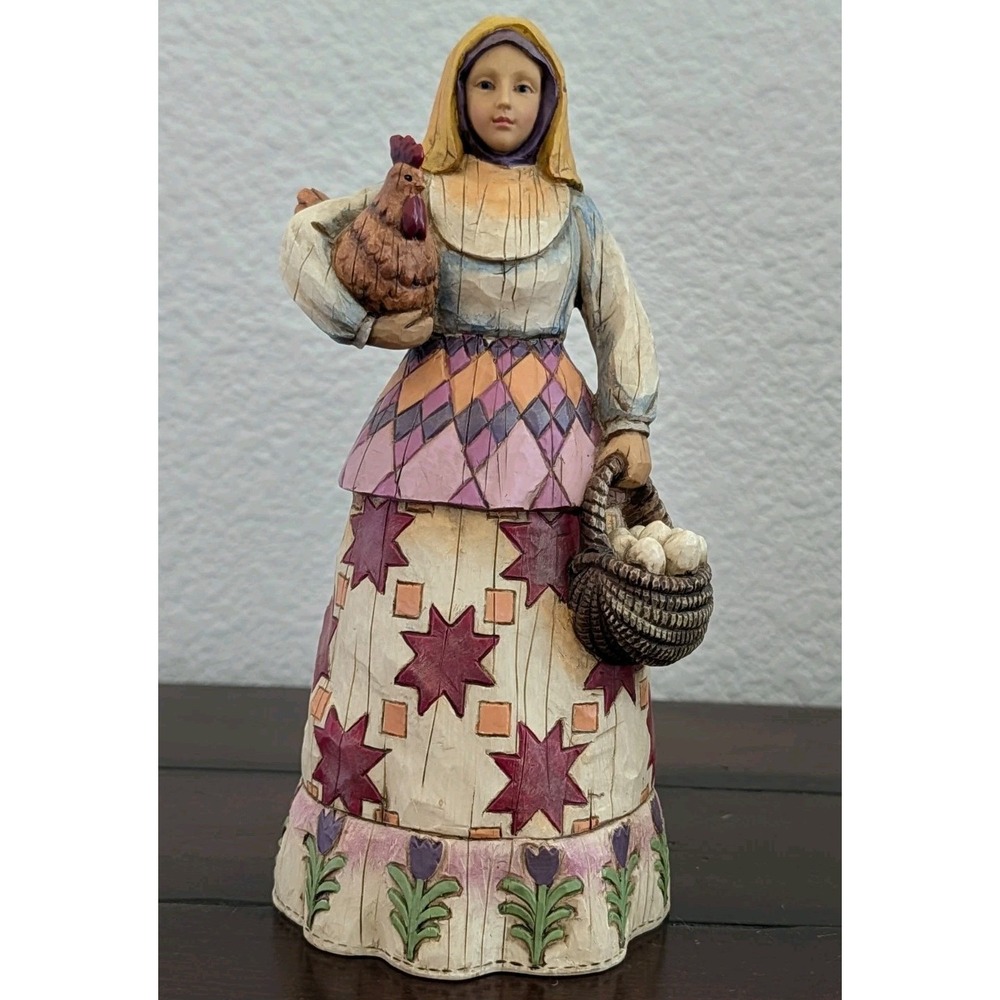 Jim Shore Heartwood Creek Angel of Faithfulness Figurine 108918 Chicken Eggs 8"